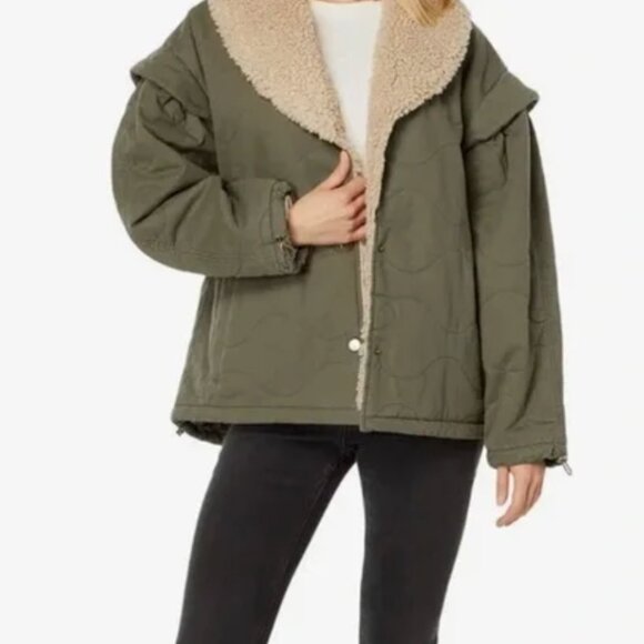 LUCKY BRAND - Olive Teddy Jacket with Sherpa Collar - Picture 3 of 4